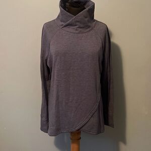 Apana Women's Gray Crossover Funnel Neck Thumbhole Active Sweatshirt